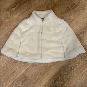 BCBG Elegant White Faux Fur Cape